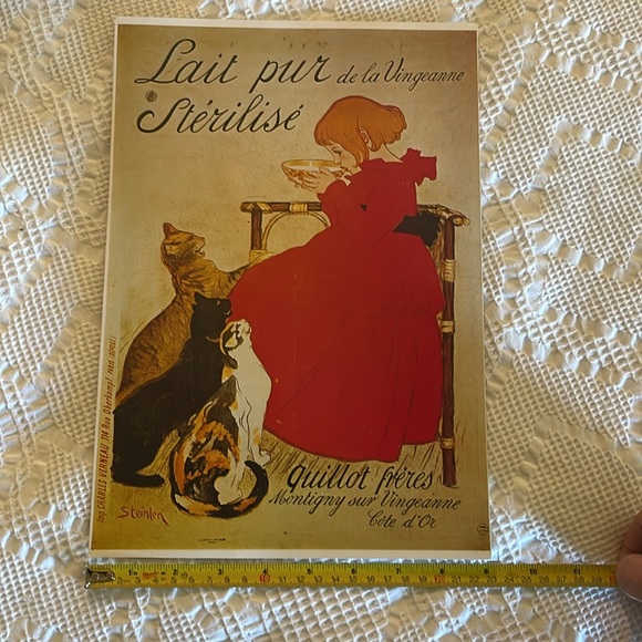Vintage French Poster! Lait Pur Sterilise! Colorful ready to be framed! - Picture 11 of 12
